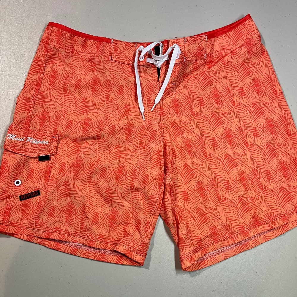 Maui Rippers Women’s Board Swim Shorts, Orange, Size 12